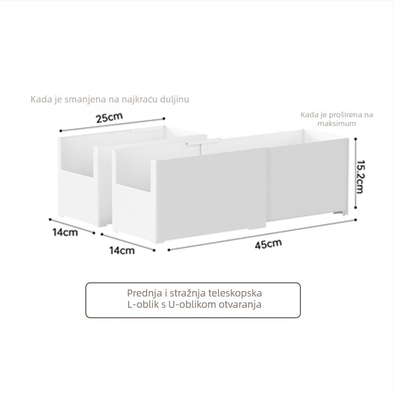 Stolna kutija za pohranu s izvlačnim odjeljcima — bez poklopca, kapacitet 12L, model YJ-5571–5575