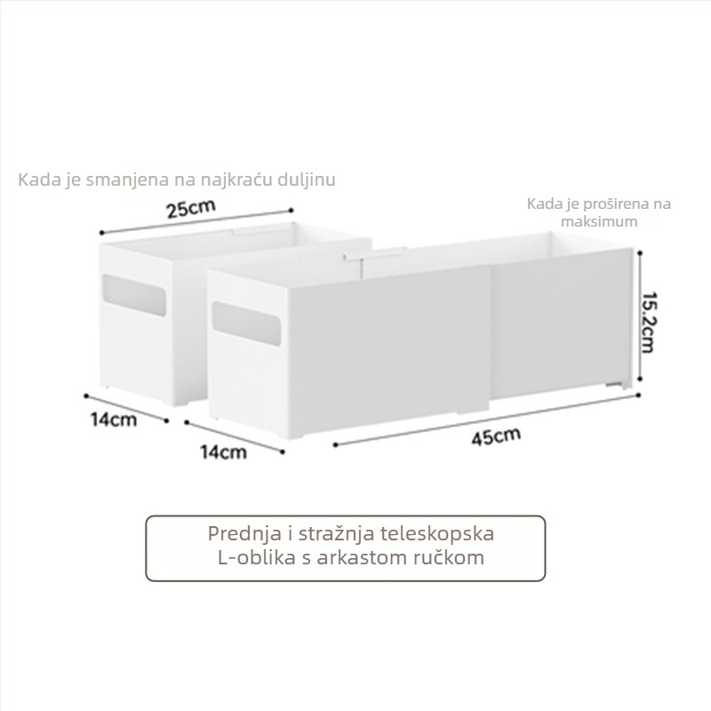 Stolna kutija za pohranu s izvlačnim odjeljcima — bez poklopca, kapacitet 12L, model YJ-5571–5575