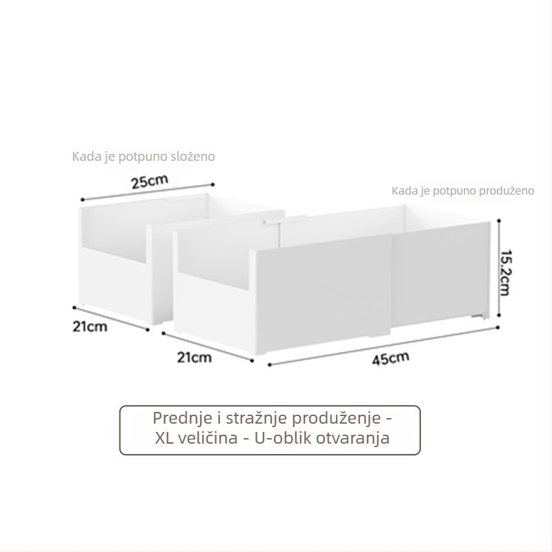 Stolna kutija za pohranu s izvlačnim odjeljcima — bez poklopca, kapacitet 12L, model YJ-5571–5575
