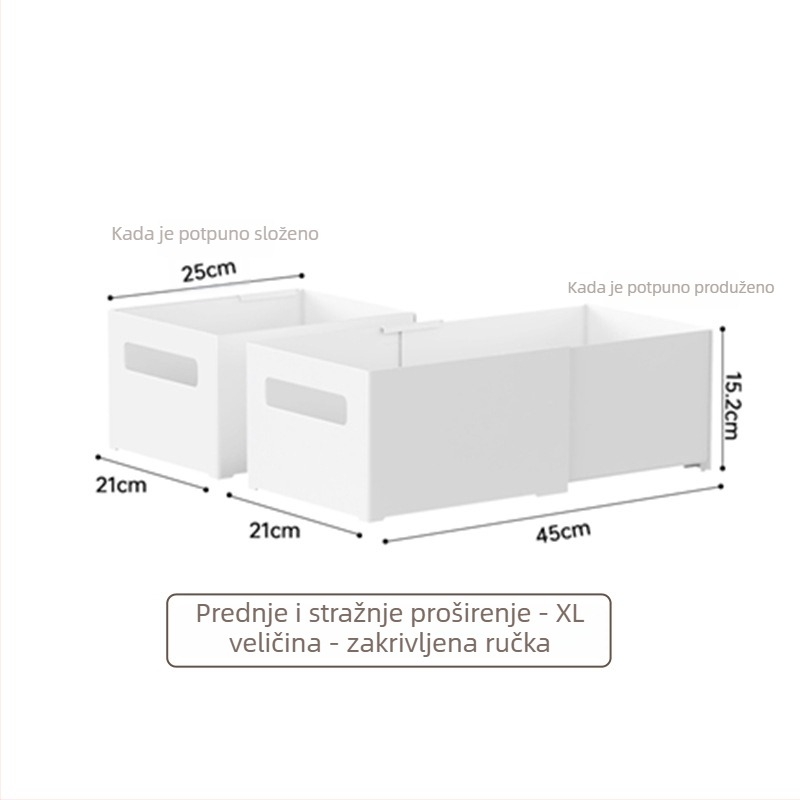 Stolna kutija za pohranu s izvlačnim odjeljcima — bez poklopca, kapacitet 12L, model YJ-5571–5575