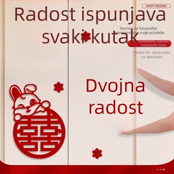 Set naljepnica za svadbenu dekoraciju za ormar, prozore i vrata spavaće sobe – izrez prozora s riječju Sreća