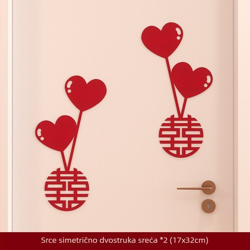 Set naljepnica za svadbenu dekoraciju za ormar, prozore i vrata spavaće sobe – izrez prozora s riječju Sreća