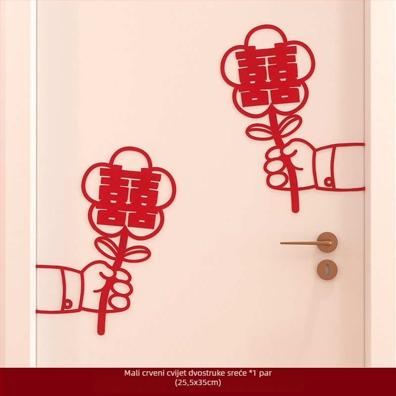 Set naljepnica za svadbenu dekoraciju za ormar, prozore i vrata spavaće sobe – izrez prozora s riječju Sreća