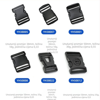 Podesiva plastična kopča POM za ruksake – dodatna oprema za prtljagu, Yonghang, licencirana privatna etiketa