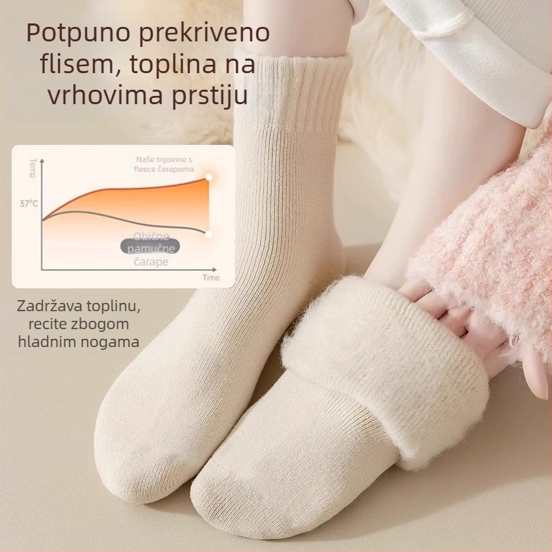 Muške zimske debeli čarape od poliestera, srednje dužine, jednobojne, pletene jednim iglom, antisklizne