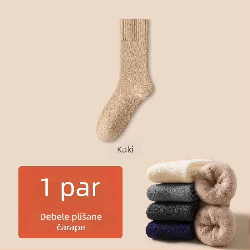 Muške zimske debeli čarape od poliestera, srednje dužine, jednobojne, pletene jednim iglom, antisklizne