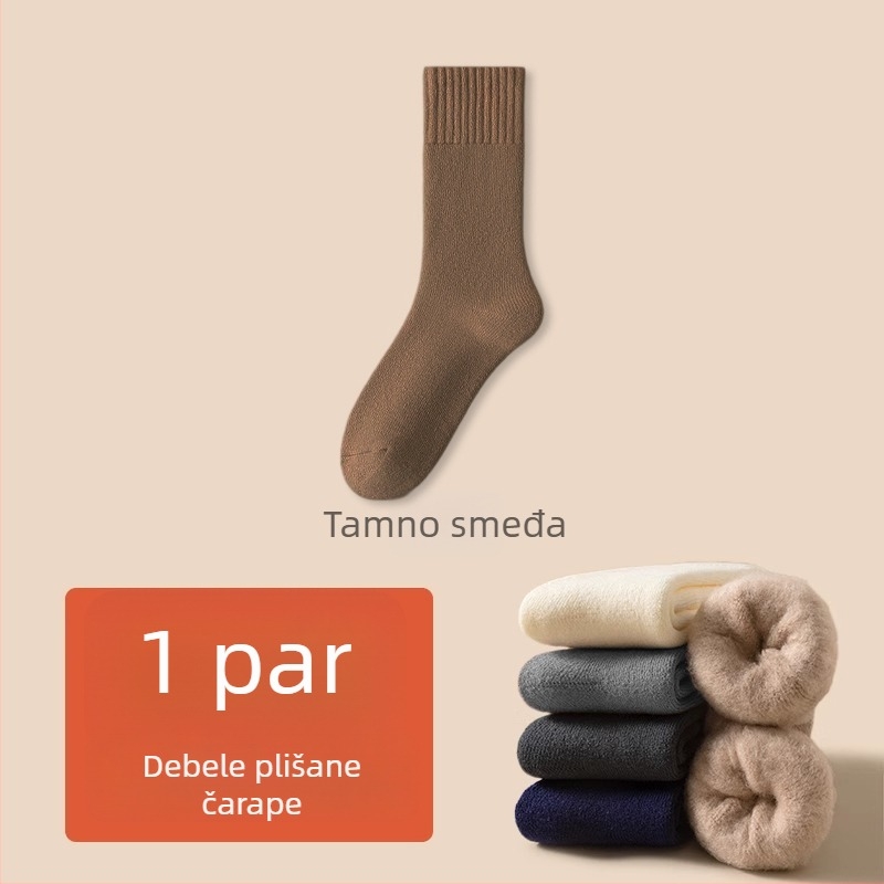 Muške zimske debeli čarape od poliestera, srednje dužine, jednobojne, pletene jednim iglom, antisklizne
