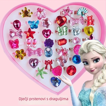 Dječji prsten od plastike/smole, ručno izrađeni, Princeza serija, podesiv, pojedinačno zapakiran