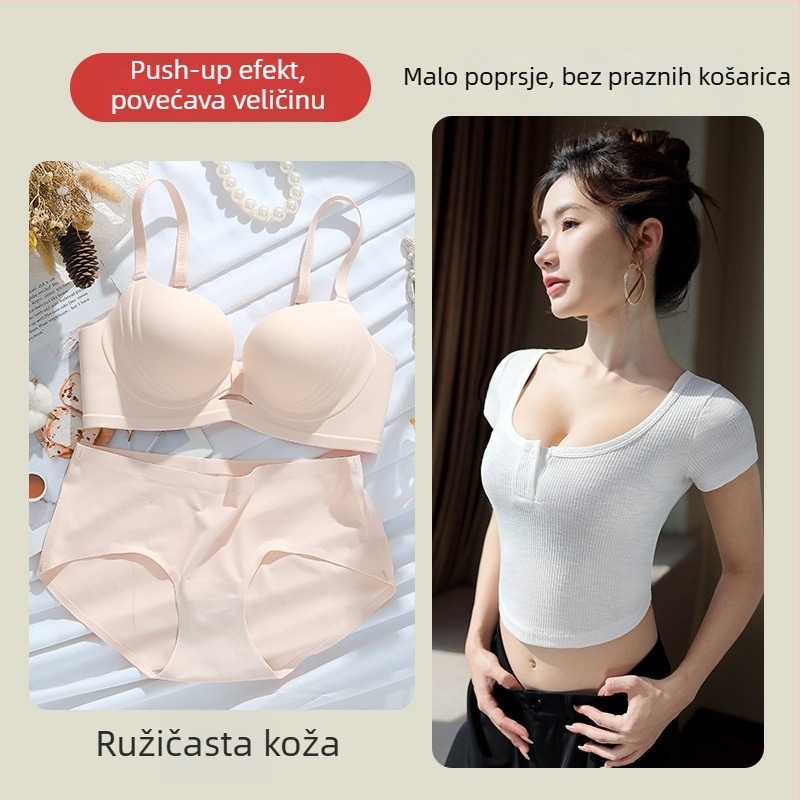 Bešumna grudnjica za mali dekolte s podizanjem i oblikovanjem, udobna i prozračna, podesiva bočna podrška
