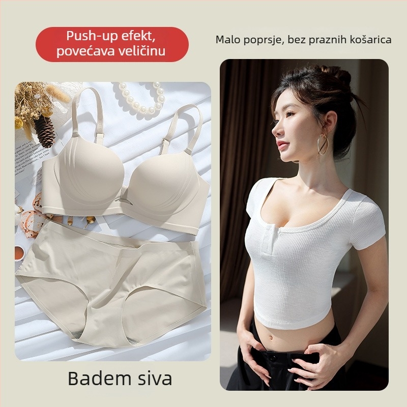 Bešumna grudnjica za mali dekolte s podizanjem i oblikovanjem, udobna i prozračna, podesiva bočna podrška