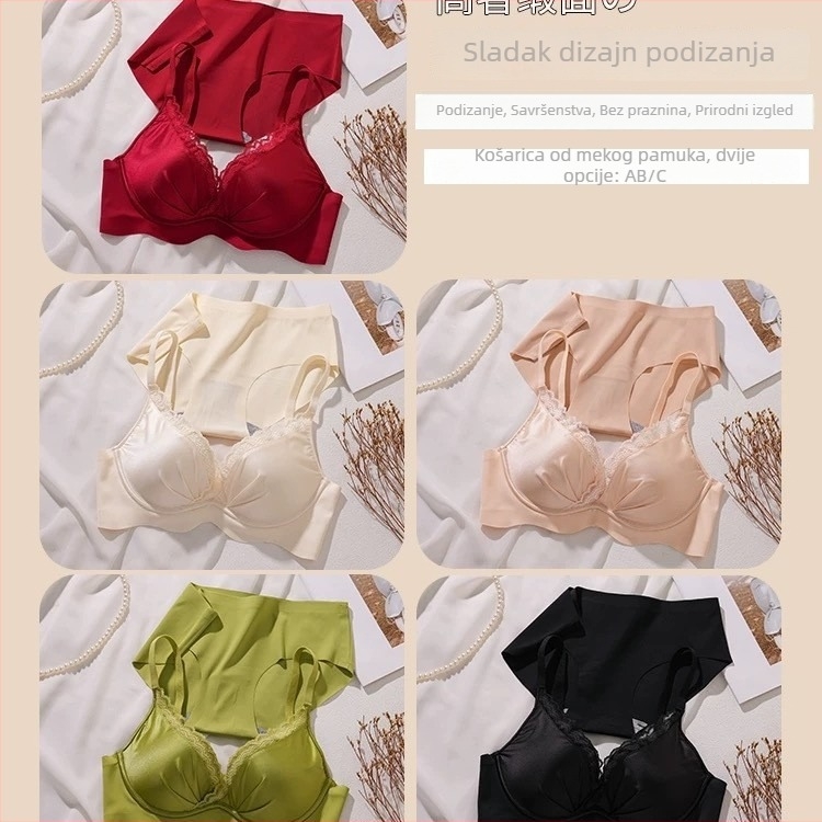 Set donjeg rublja za oblikovanje grudi, 3/4 košarica, tanak oblikovani kalup, najlon, čipka, fiksne naramenice