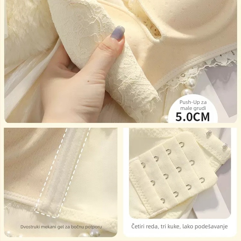 Bežični grudnjak za male grudi, podizanje i oblikovanje, 3/4 košarice, debeli oblikovani košarice od najlona, bočna potpora, sprječava opuštanje, podesivo