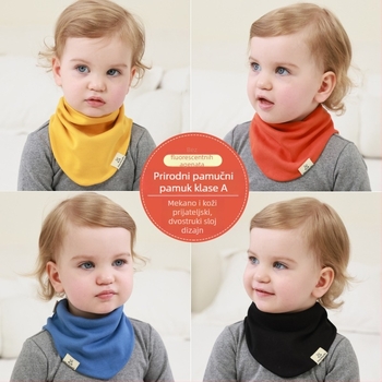 Pamukasti dječji trokutasti šal, unisex, višenamjenski termalni dodatak za unutarnju i vanjsku upotrebu, s drool bib