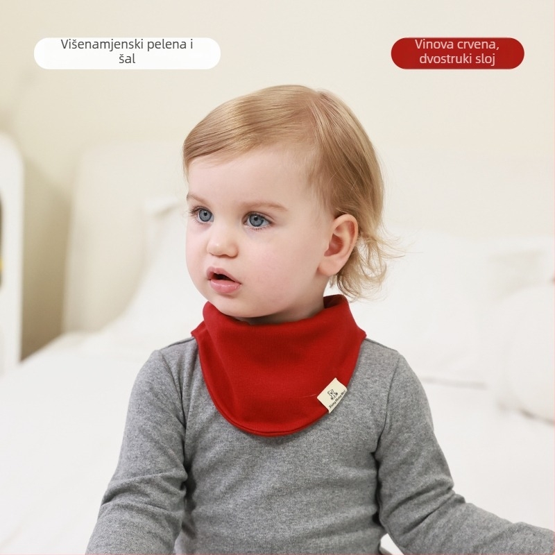Pamukasti dječji trokutasti šal, unisex, višenamjenski termalni dodatak za unutarnju i vanjsku upotrebu, s drool bib