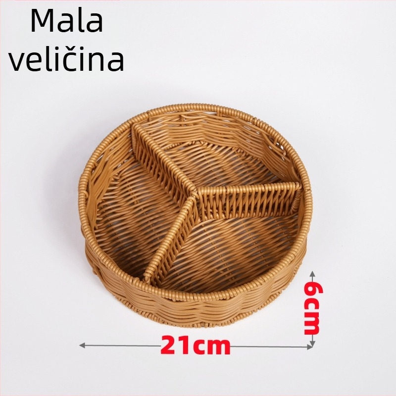 Fujun plastični tanjur za voće s tri odjeljka, pastoralno jednostavan stil