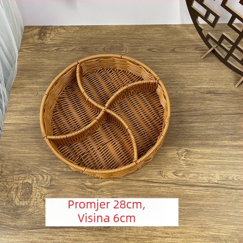 Fujun plastični tanjur za voće s tri odjeljka, pastoralno jednostavan stil