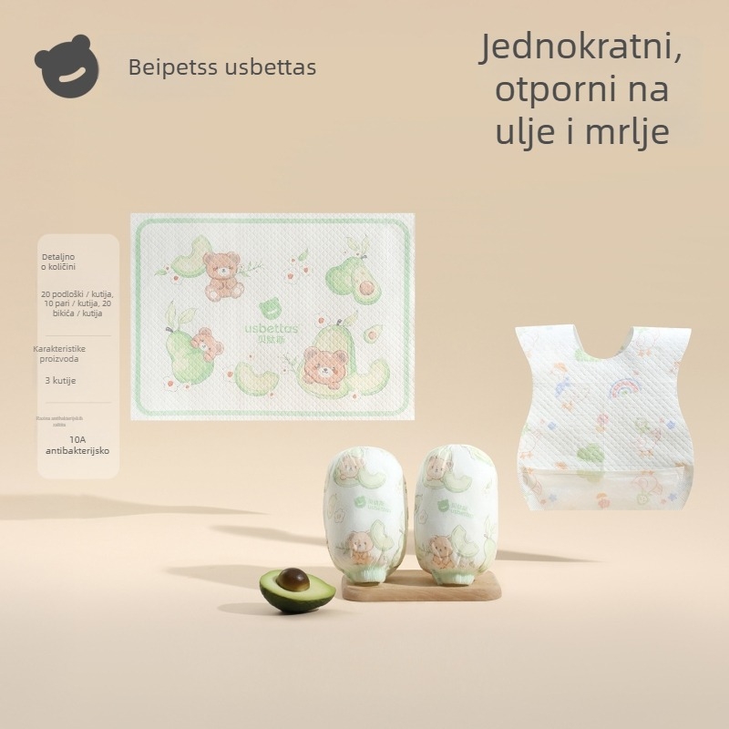 Dječje jednokratne rukavne navlake — vodootporne, protiv prljavštine, otporne na ulje; karikatura; Beites; materijali: netkani materijal, PE folija, elastan; za djecu do 1 godine