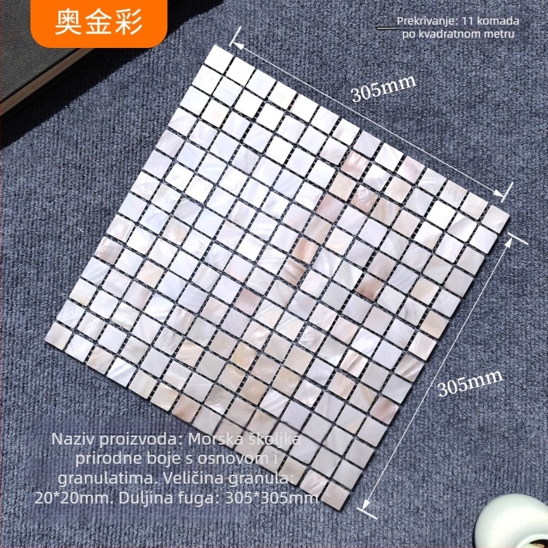 Školjkasta mozaika sa samoljepljivim zidnim pločicama za unutarnje zidove — puzzle uzorak, vodootporna, sjajna površina (Materijal: Školjka; Uzorak: Puzzle; Poseban cilj: Vodootporno; Primjena: Unutarnji zid)