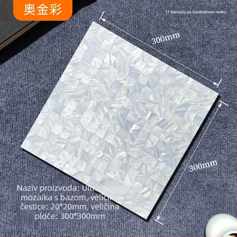 Školjkasta mozaika sa samoljepljivim zidnim pločicama za unutarnje zidove — puzzle uzorak, vodootporna, sjajna površina (Materijal: Školjka; Uzorak: Puzzle; Poseban cilj: Vodootporno; Primjena: Unutarnji zid)