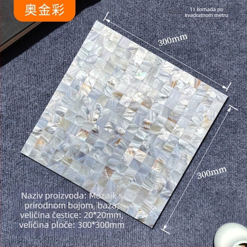 Školjkasta mozaika sa samoljepljivim zidnim pločicama za unutarnje zidove — puzzle uzorak, vodootporna, sjajna površina (Materijal: Školjka; Uzorak: Puzzle; Poseban cilj: Vodootporno; Primjena: Unutarnji zid)