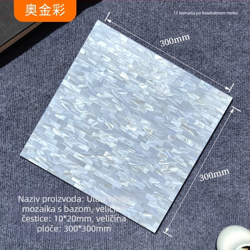 Školjkasta mozaika sa samoljepljivim zidnim pločicama za unutarnje zidove — puzzle uzorak, vodootporna, sjajna površina (Materijal: Školjka; Uzorak: Puzzle; Poseban cilj: Vodootporno; Primjena: Unutarnji zid)