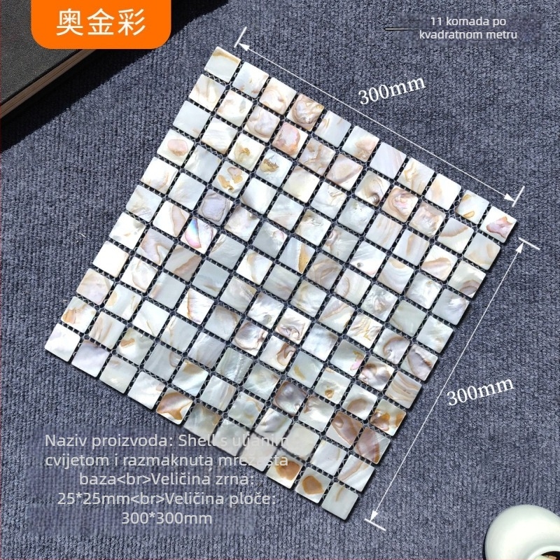 Školjkasta mozaika sa samoljepljivim zidnim pločicama za unutarnje zidove — puzzle uzorak, vodootporna, sjajna površina (Materijal: Školjka; Uzorak: Puzzle; Poseban cilj: Vodootporno; Primjena: Unutarnji zid)