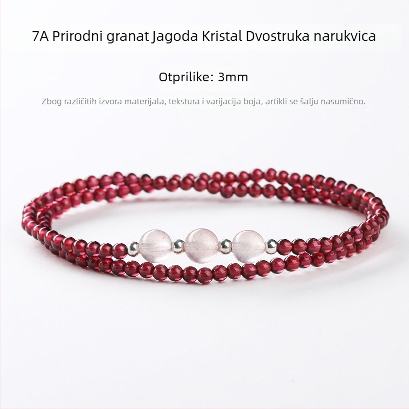 Granatna narukvica za žene (tri kruga, ultra-tanka, geometrijski dizajn)