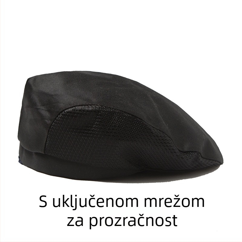 Ljetna beret kapica kuhara s prozračnom mrežom, poliester, tiskano logo, catering radna kapa