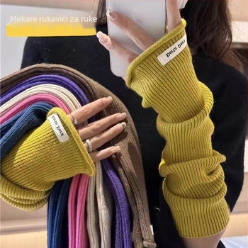 Ženske rukavice s pola prsta, tople pletene od akrila, tie-dye uzorak, ručna izrada, za zimu i proljeće