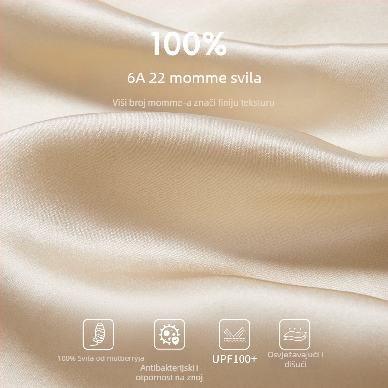 Maska za lice s UV zaštitom, prozračna mulberry svila, minimalistički i svestrani dizajn, pola pokrivenost