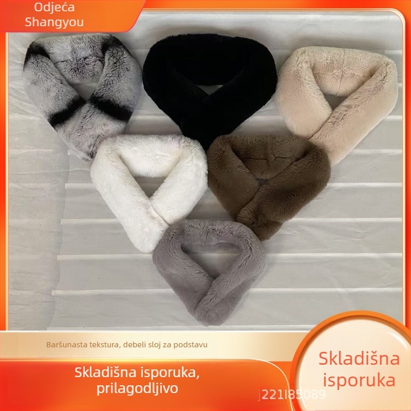 Korejski stil šal od prave Rex kuniće dlake, topao, 100% dlaka, glatko tkanje, dvostrani krzneni ovratnik