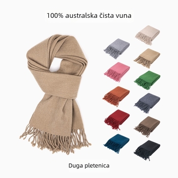 Delicate 100% vuna šal s tasselima, warp pleteni, za žene, zima