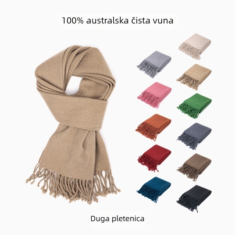 Delicate 100% vuna šal s tasselima, warp pleteni, za žene, zima