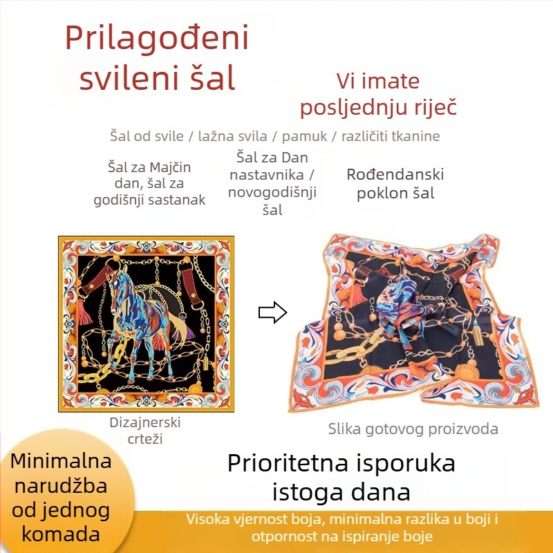 Poliesterski četvrtasti šal s twill tkanjem, unisex za glavu, originalni dizajn