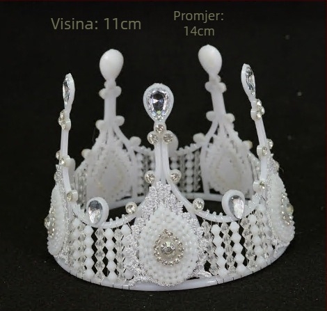 Europska kraljevska kruna za ukrašavanje torte – plastična/živična kruna s Rhinestone kristalima, elektroplatirana, unisex dodatak za vjenčanje, rođendan, festival