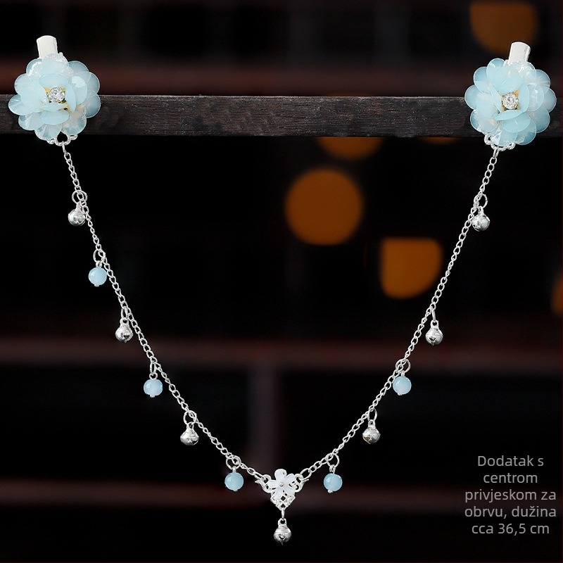 Čelo ukras u Hanfu stilu, legura, vintage dodatak za kosu s cvijetom kamelije, ručno izrađeno, kod A355, porijeklo: Jinhua