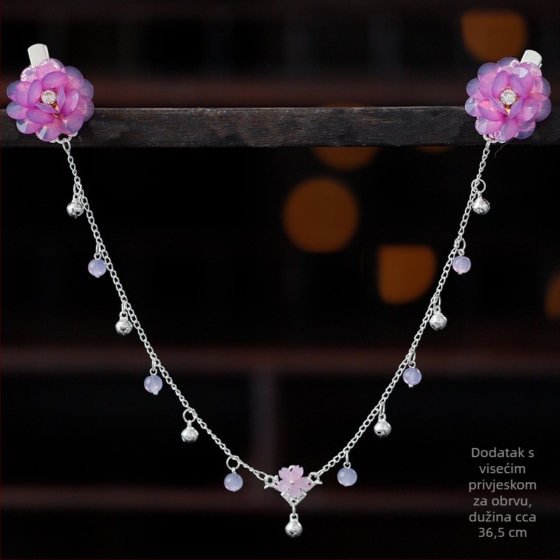 Čelo ukras u Hanfu stilu, legura, vintage dodatak za kosu s cvijetom kamelije, ručno izrađeno, kod A355, porijeklo: Jinhua