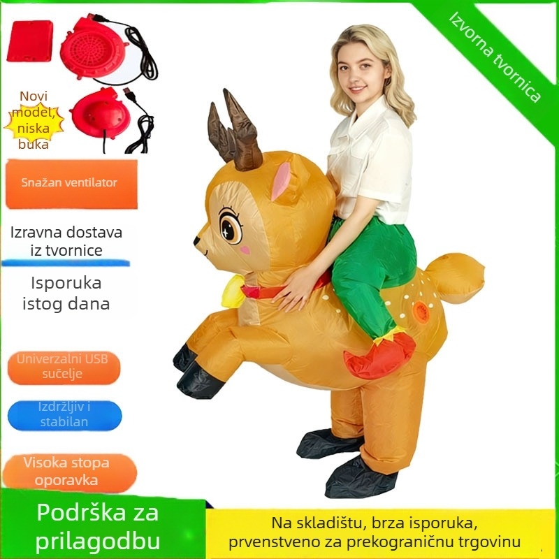 Kostim maskote – nafukljivi jelen za scenske nastupe (210T tkanina; nafukljiv; polurukovno i polu-mehaničko izvođenje; pogodan za blagdane i kazališne nastupe)