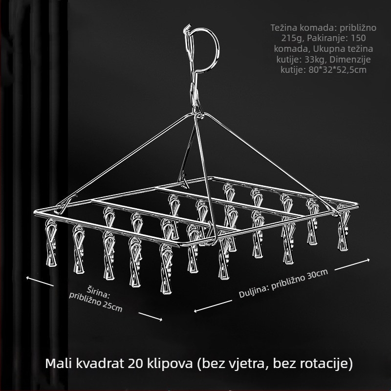 Nehrđajući čelični sušilni klips, model YDX-FX30, paket 100 kom., za donje rublje, hlače i čarape