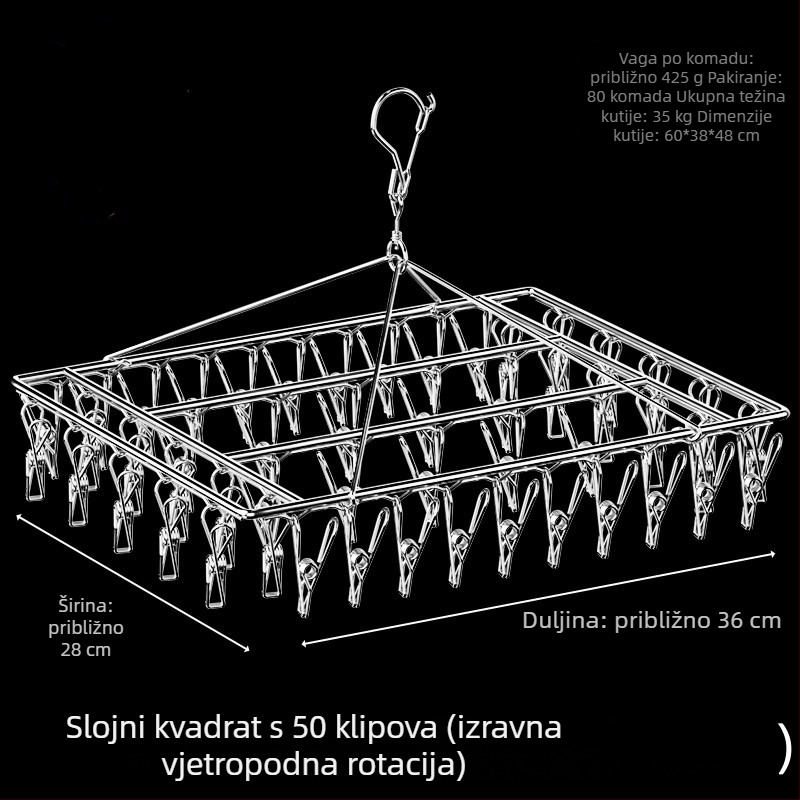 Nehrđajući čelični sušilni klips, model YDX-FX30, paket 100 kom., za donje rublje, hlače i čarape