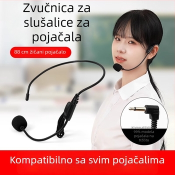 Žičani mikrofon za nastavnike na glavi, za predavanja i prijenose uživo, konferencijski mikrofon bez baterije, s pokretnim zavojem