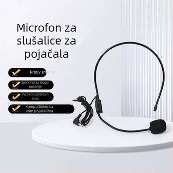 Žičani mikrofon za nastavnike na glavi, za predavanja i prijenose uživo, konferencijski mikrofon bez baterije, s pokretnim zavojem