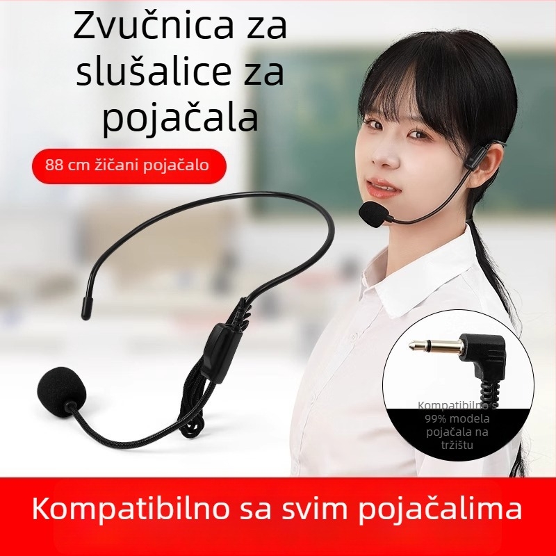 Žičani mikrofon za nastavnike na glavi, za predavanja i prijenose uživo, konferencijski mikrofon bez baterije, s pokretnim zavojem