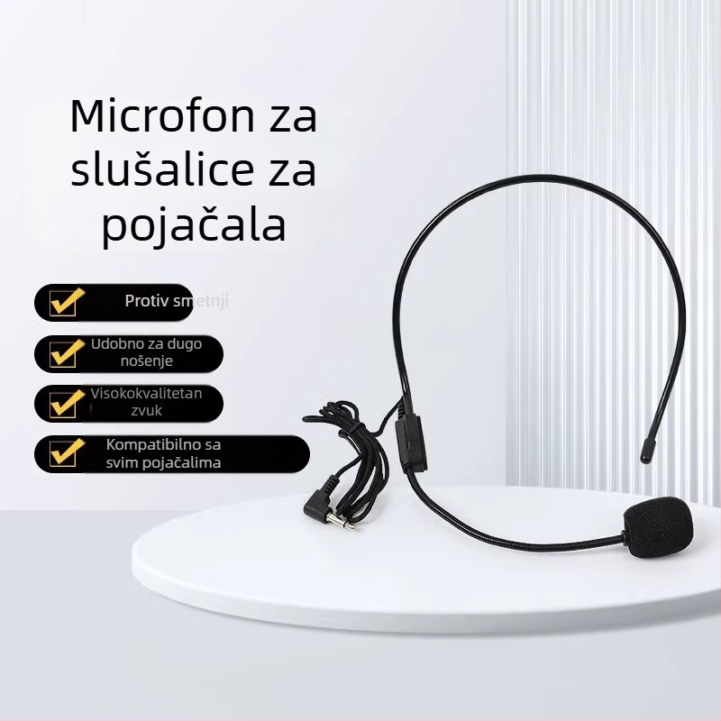 Žičani mikrofon za nastavnike na glavi, za predavanja i prijenose uživo, konferencijski mikrofon bez baterije, s pokretnim zavojem