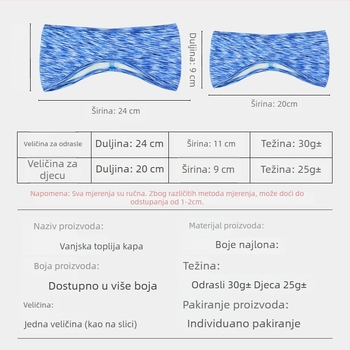 Dječja traka za kosu s dvostrukim fleeceom, zaštita ušiju, prugasti uzorak, poliester, minimalistički stil