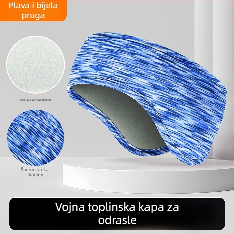 Dječja traka za kosu s dvostrukim fleeceom, zaštita ušiju, prugasti uzorak, poliester, minimalistički stil