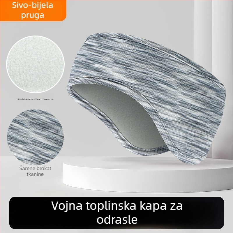 Dječja traka za kosu s dvostrukim fleeceom, zaštita ušiju, prugasti uzorak, poliester, minimalistički stil