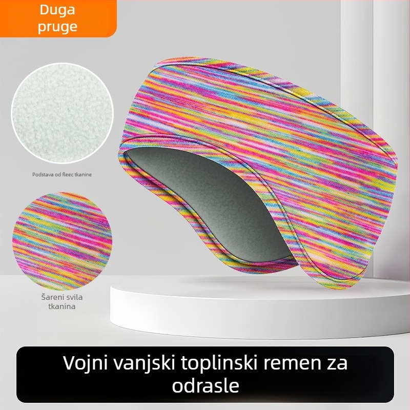 Dječja traka za kosu s dvostrukim fleeceom, zaštita ušiju, prugasti uzorak, poliester, minimalistički stil