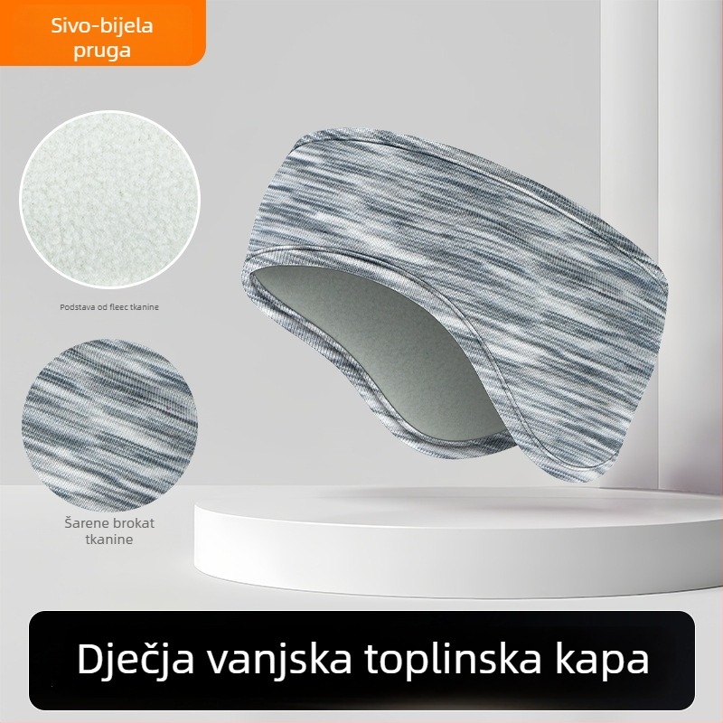 Dječja traka za kosu s dvostrukim fleeceom, zaštita ušiju, prugasti uzorak, poliester, minimalistički stil
