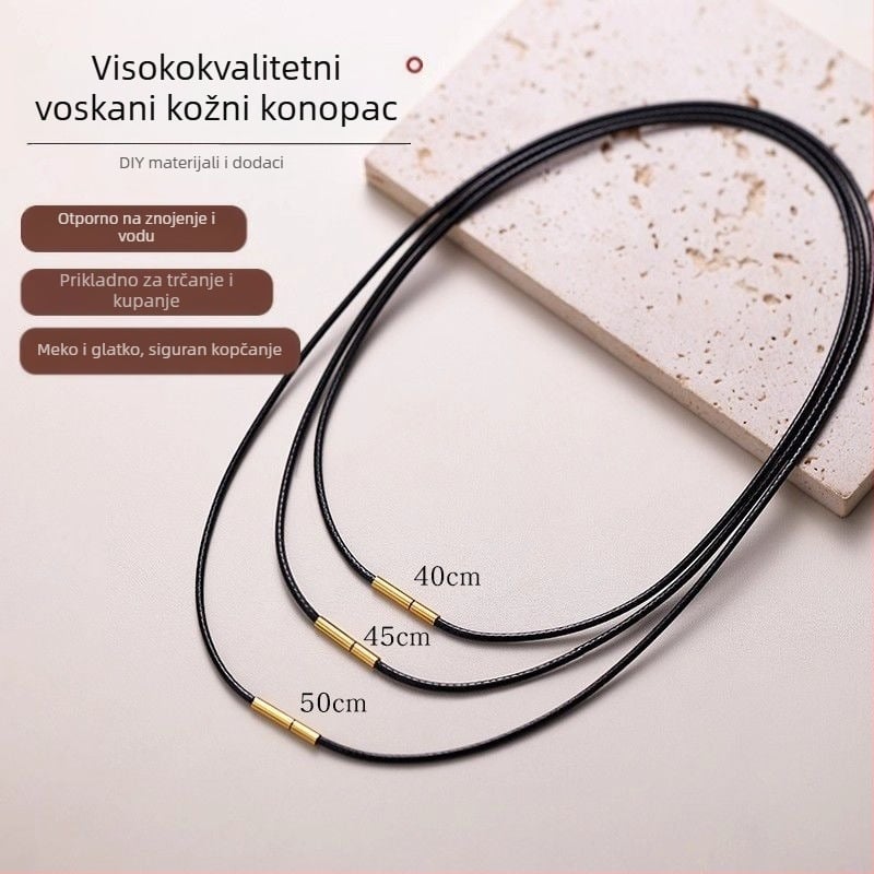 Kožna ogrlica s užetom, unisex, obim 41–50 cm, težina ~1,3 g, jednostavan stil